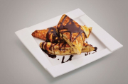 Coconut pancake with chocholate sauce